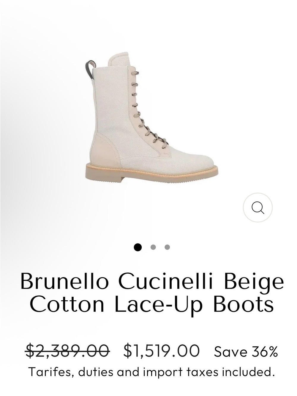 Brunello Cucinelli Beige Patent Leather Lace-Up High Ankle Boots
